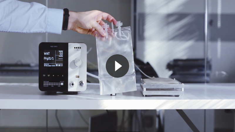 Leak testing biomedical bag