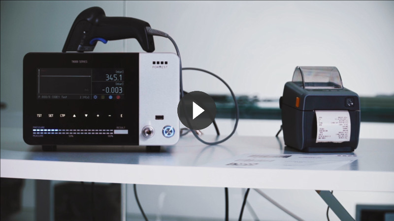 Traceability with barcode and printer of a leak test